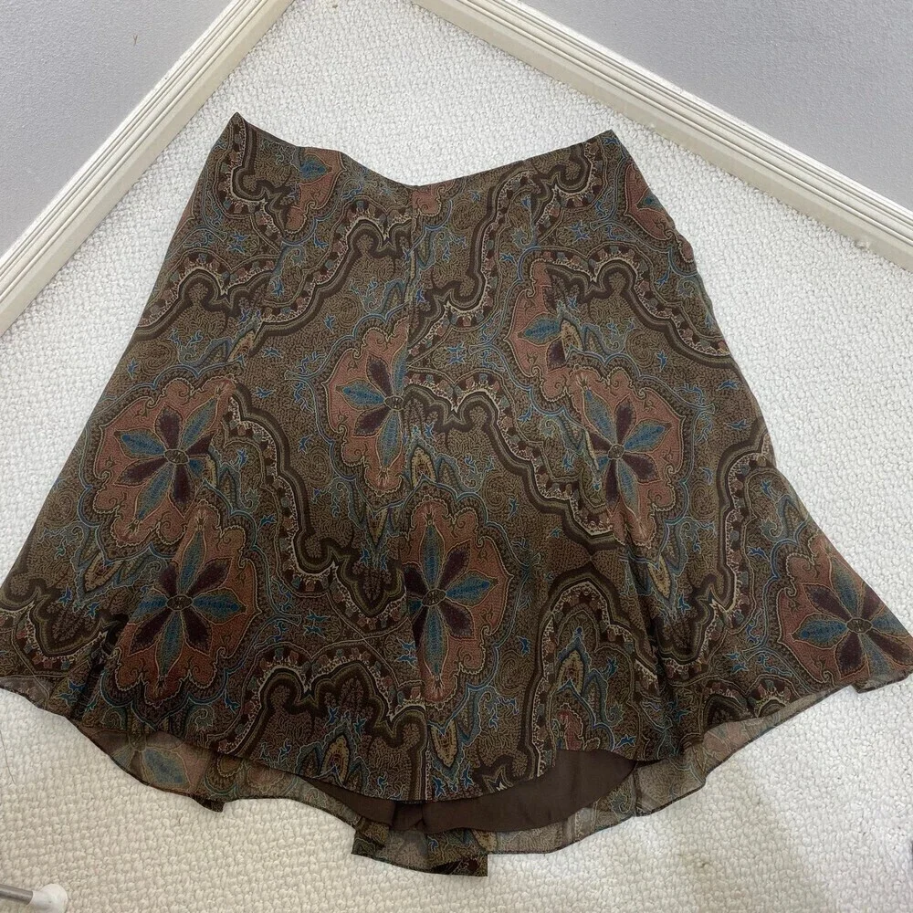 Lauren Ralph Lauren 100% Silk Vintage Paisley Print Skirt Size 22W - Picture 6 of 7